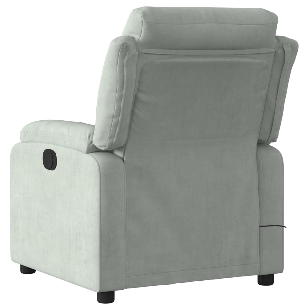 Electric Massage Recliner Chair Light Gray Velvet