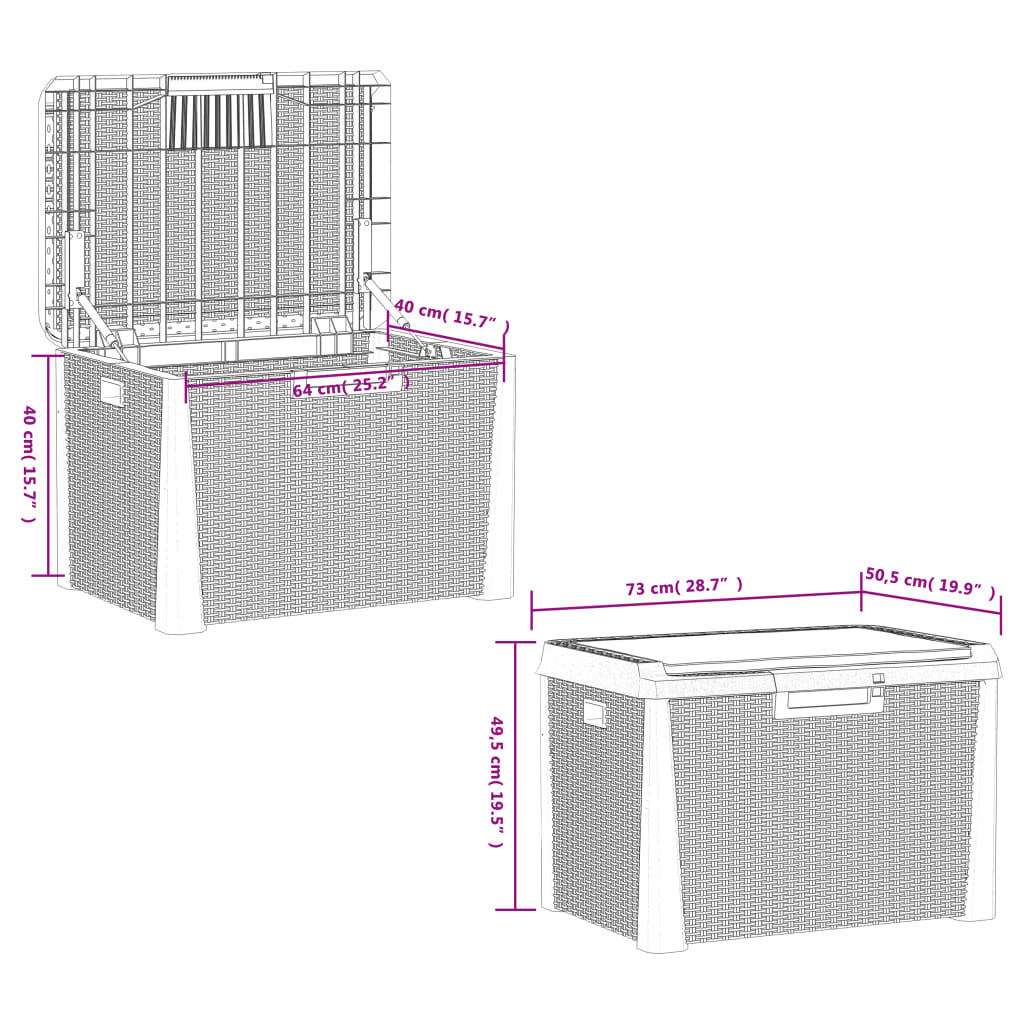 Patio Storage Box with Seat Cushion Anthracite 33 gal PP