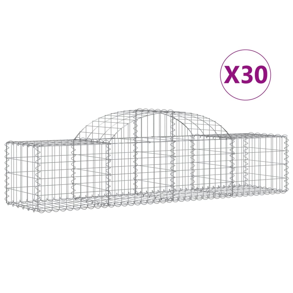 Arched Gabion Baskets 30 pcs 78.7"x19.7"x15.7"/23.6" Galvanized Iron