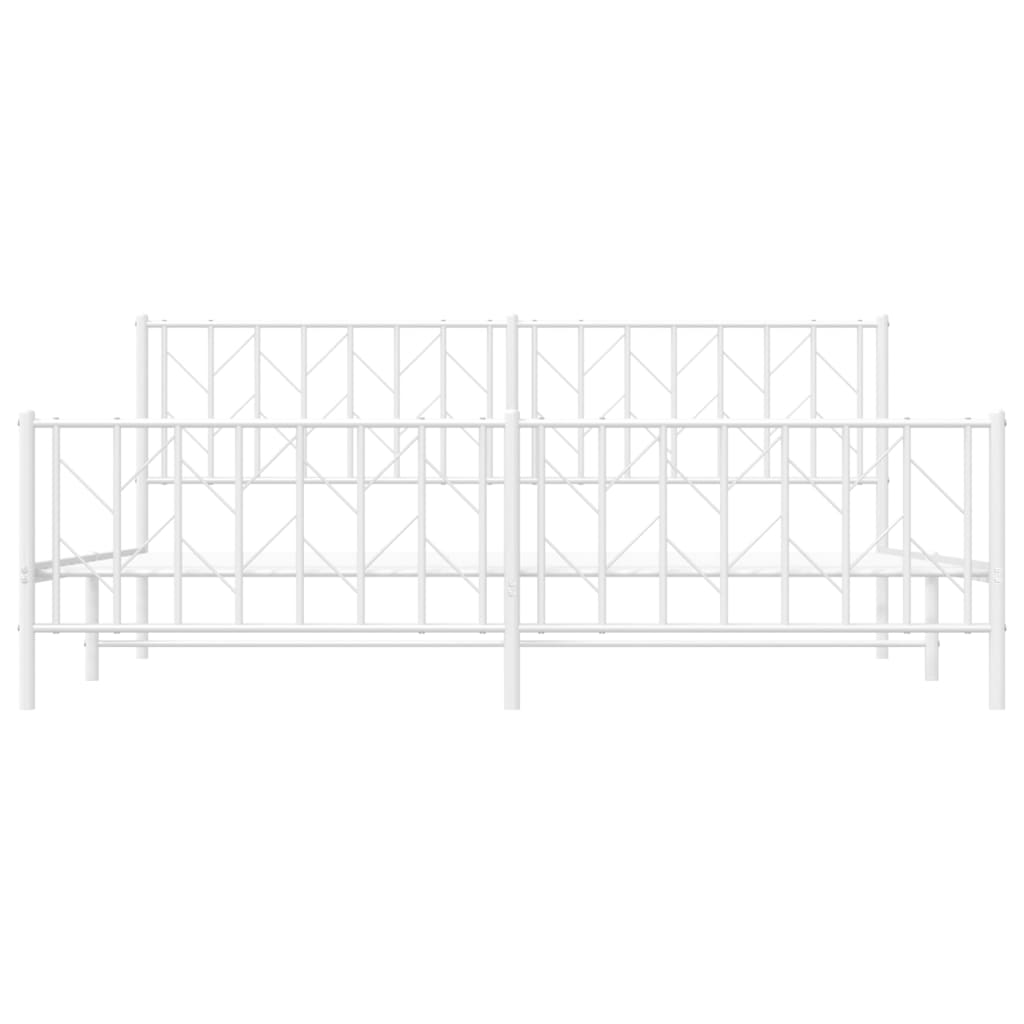 Metal Bed Frame without Mattress with Footboard White 76"x79.9"