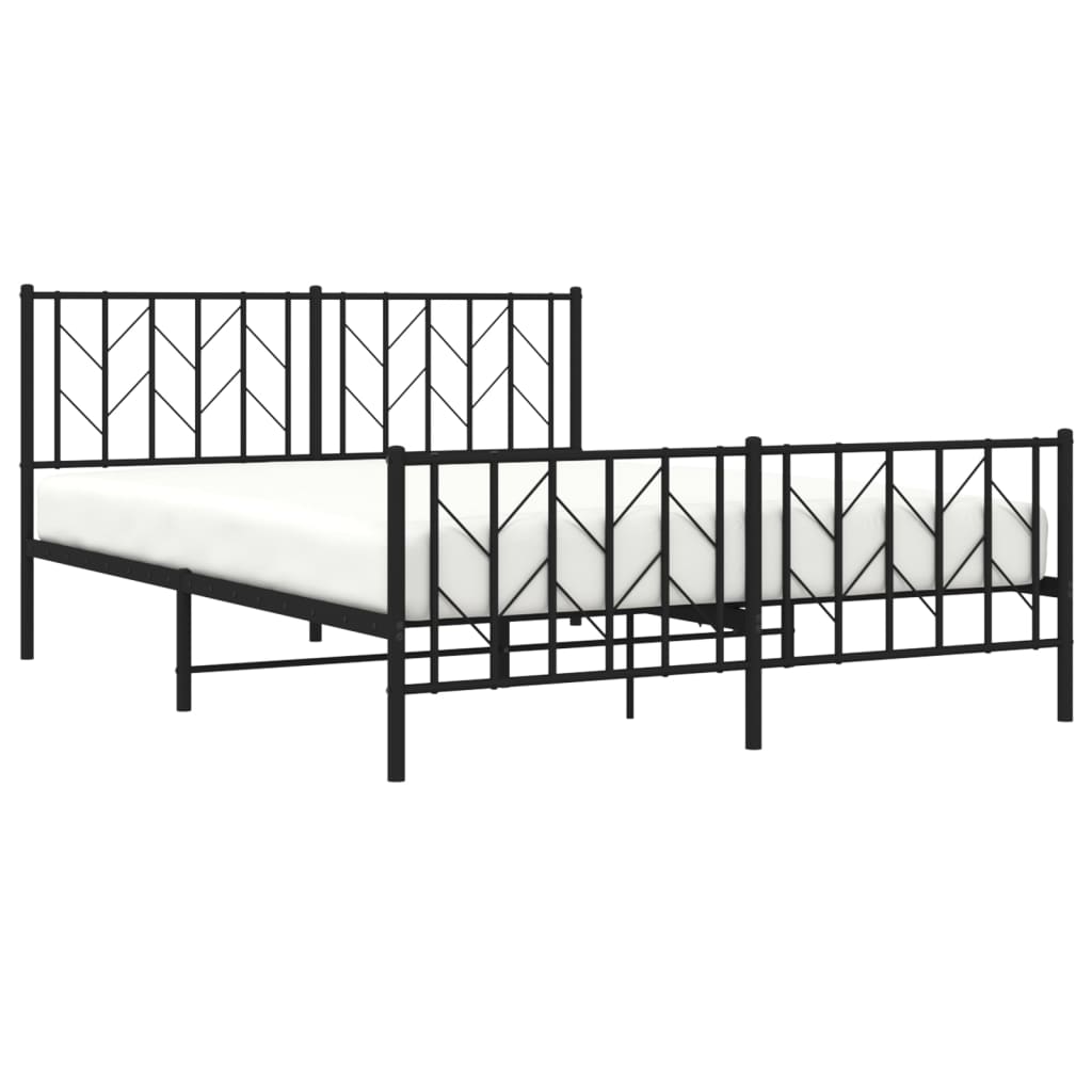 Metal Bed Frame without Mattress with Footboard Black 59.1"x78.7"