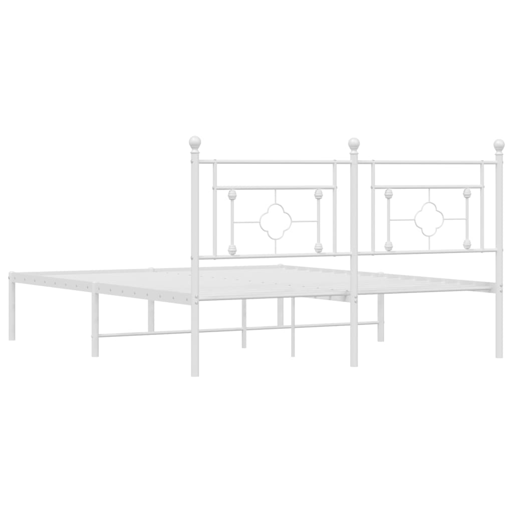 Metal Bed Frame without Mattress with Headboard White 59.1"x78.7"