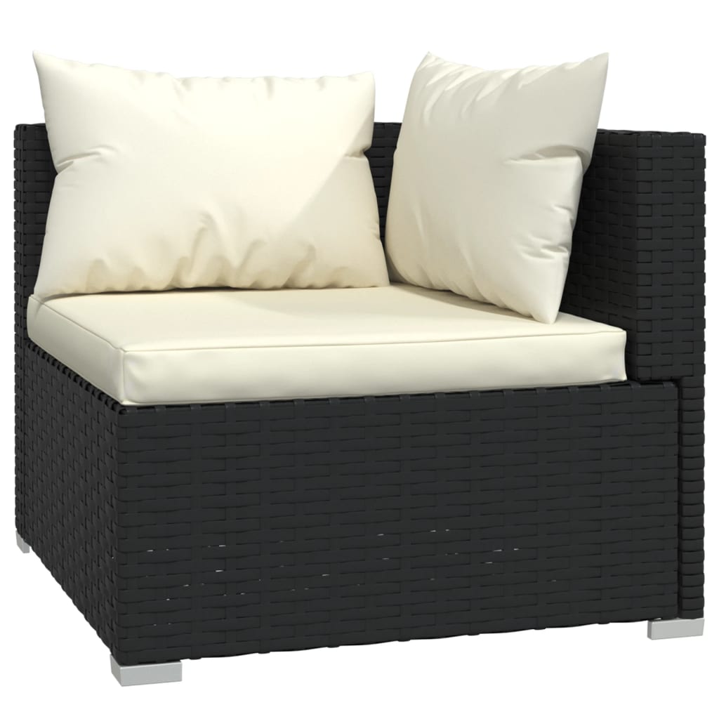 4 Piece Patio Lounge Set with Cushions Poly Rattan Black