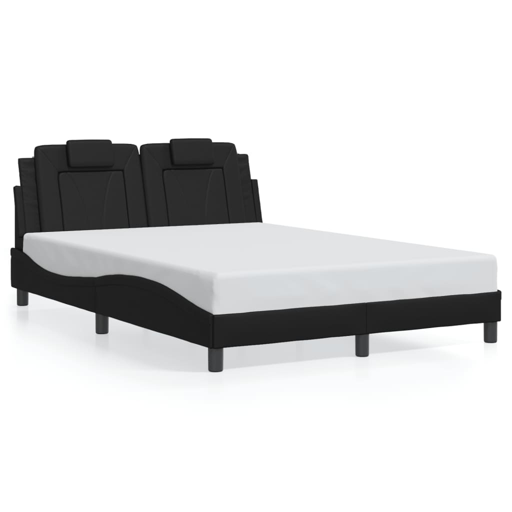 Bed Frame with LED without Mattress Black and White 53.9"x74.8"