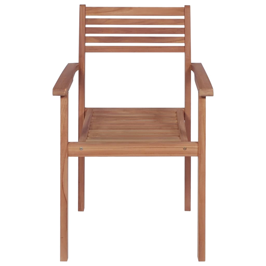 Stackable Patio Chairs with Cushions 6 pcs Solid Teak Wood