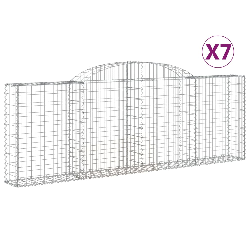 Arched Gabion Baskets 7 pcs 118.1"x11.8"x39.4"/47.2" Galvanized Iron