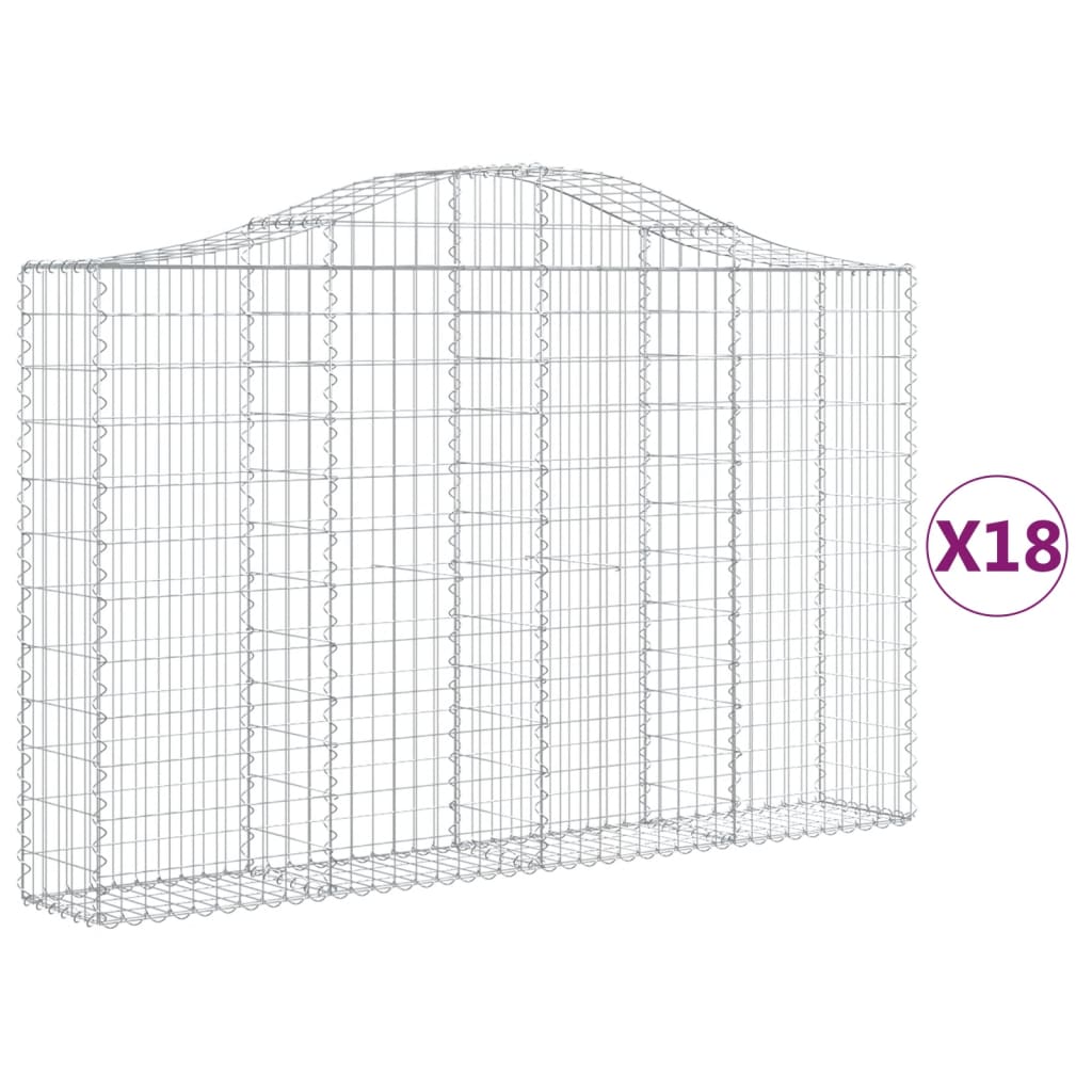 Arched Gabion Baskets 18 pcs 78.7"x11.8"x47.2"/55.1" Galvanized Iron