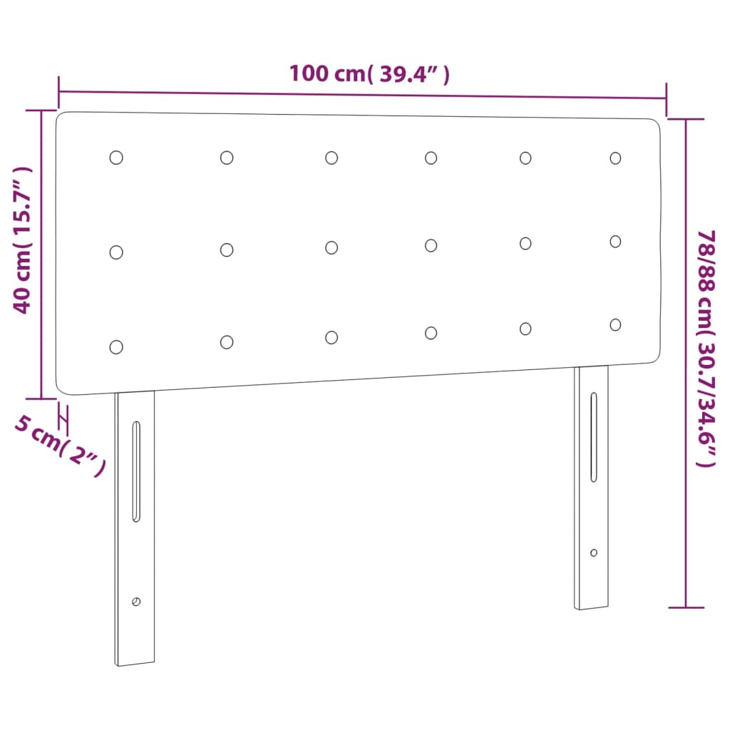 Headboard Dark Gray 39.4"x2"x30.7"/34.6" Fabric