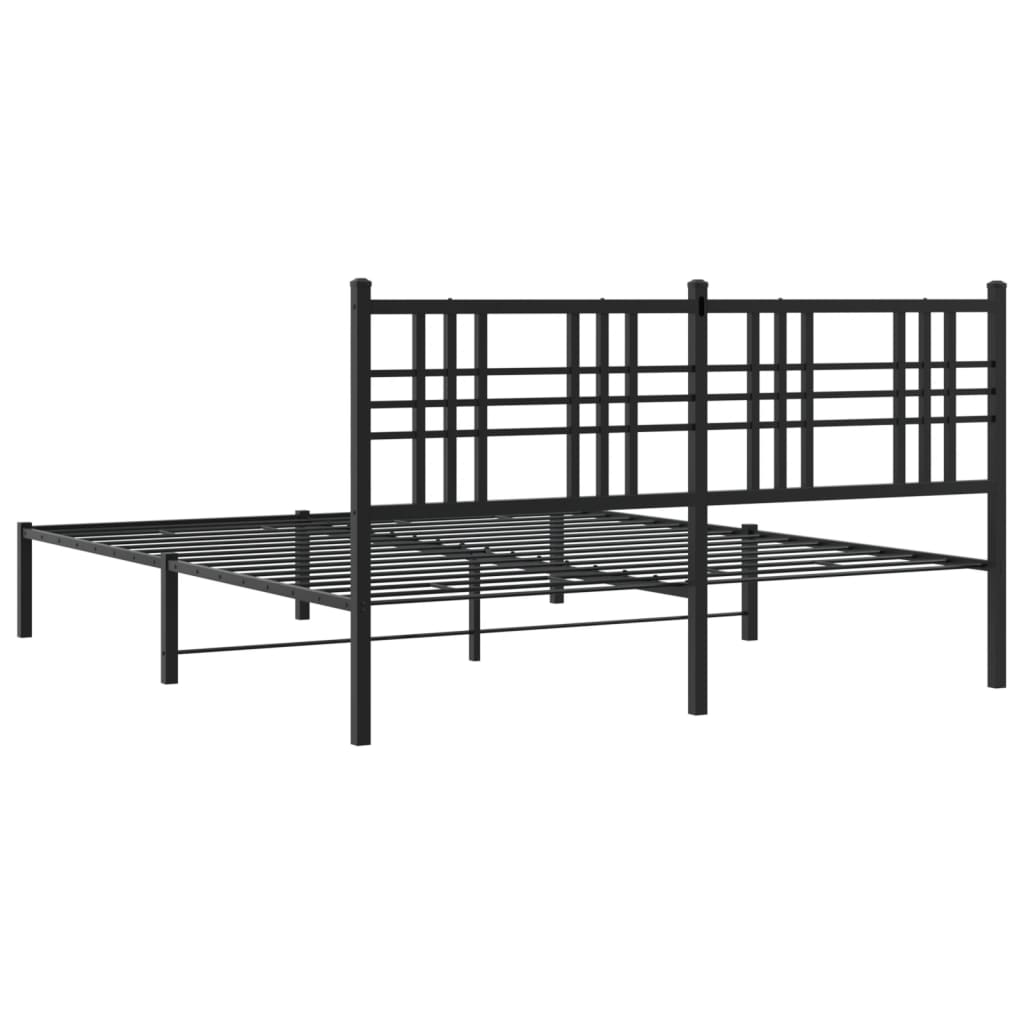 Metal Bed Frame without Mattress with Headboard Black 59.1"x78.7"