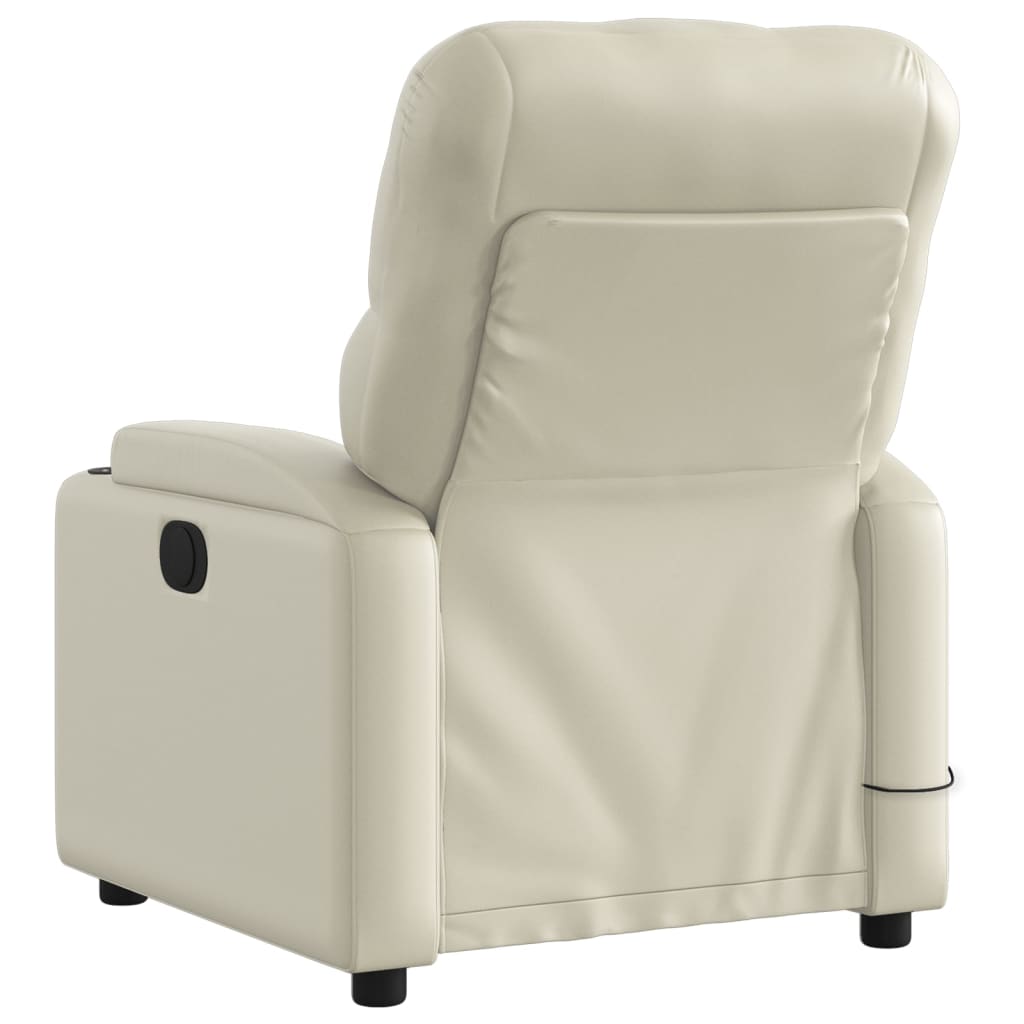 Electric Massage Recliner Chair Cream Faux Leather