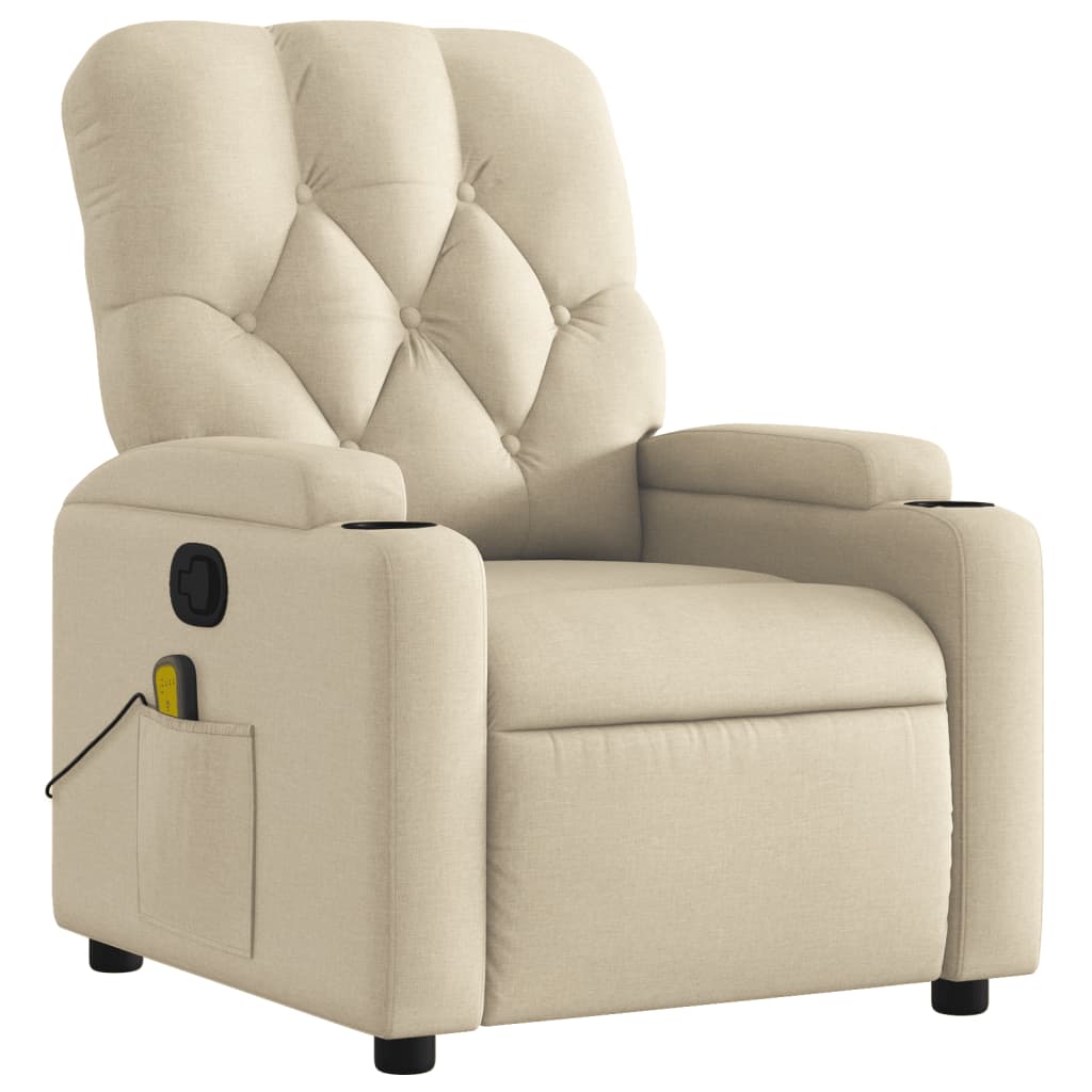 Massage Recliner Chair Cream Fabric