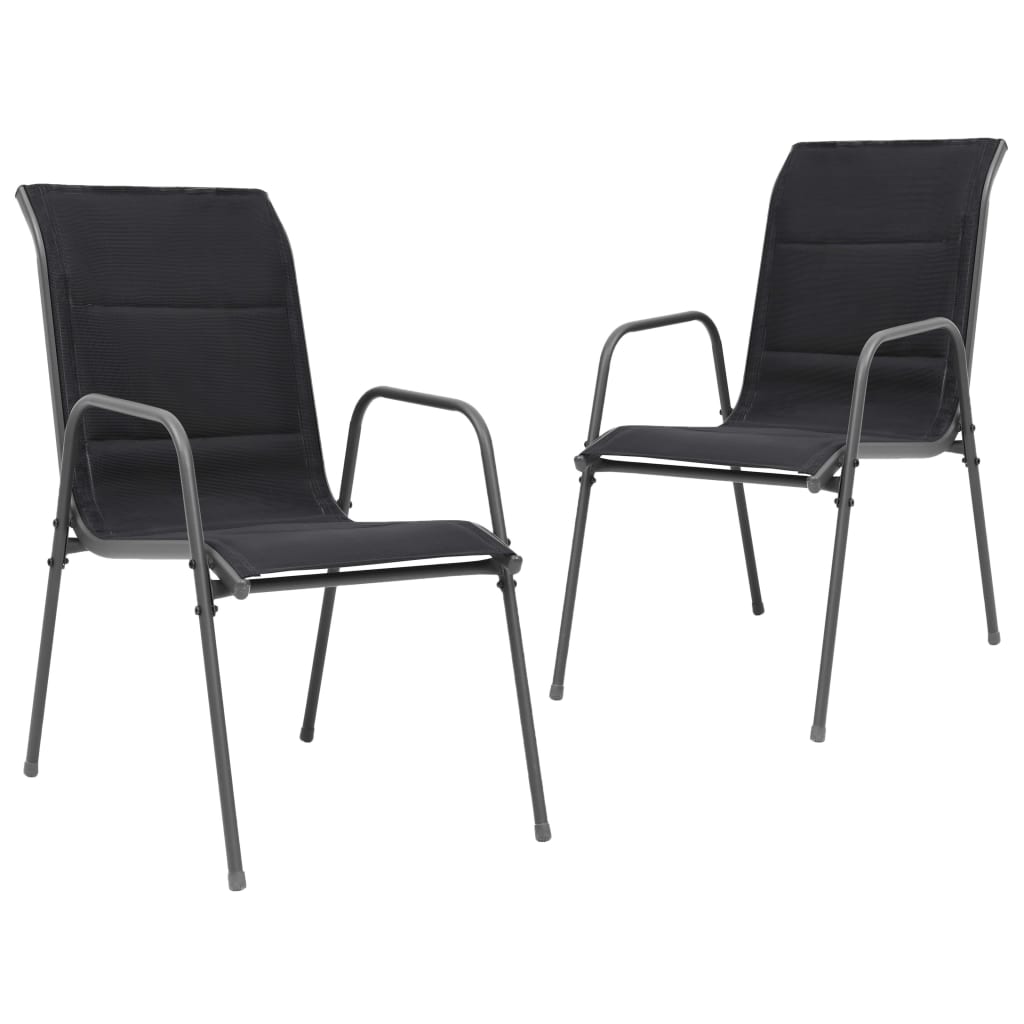 3 Piece Patio Dining Set Steel Black