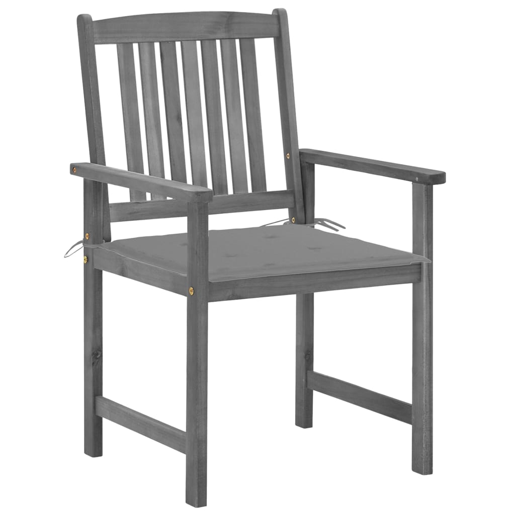 Patio Chairs with Cushions 2 pcs Gray Solid Acacia Wood