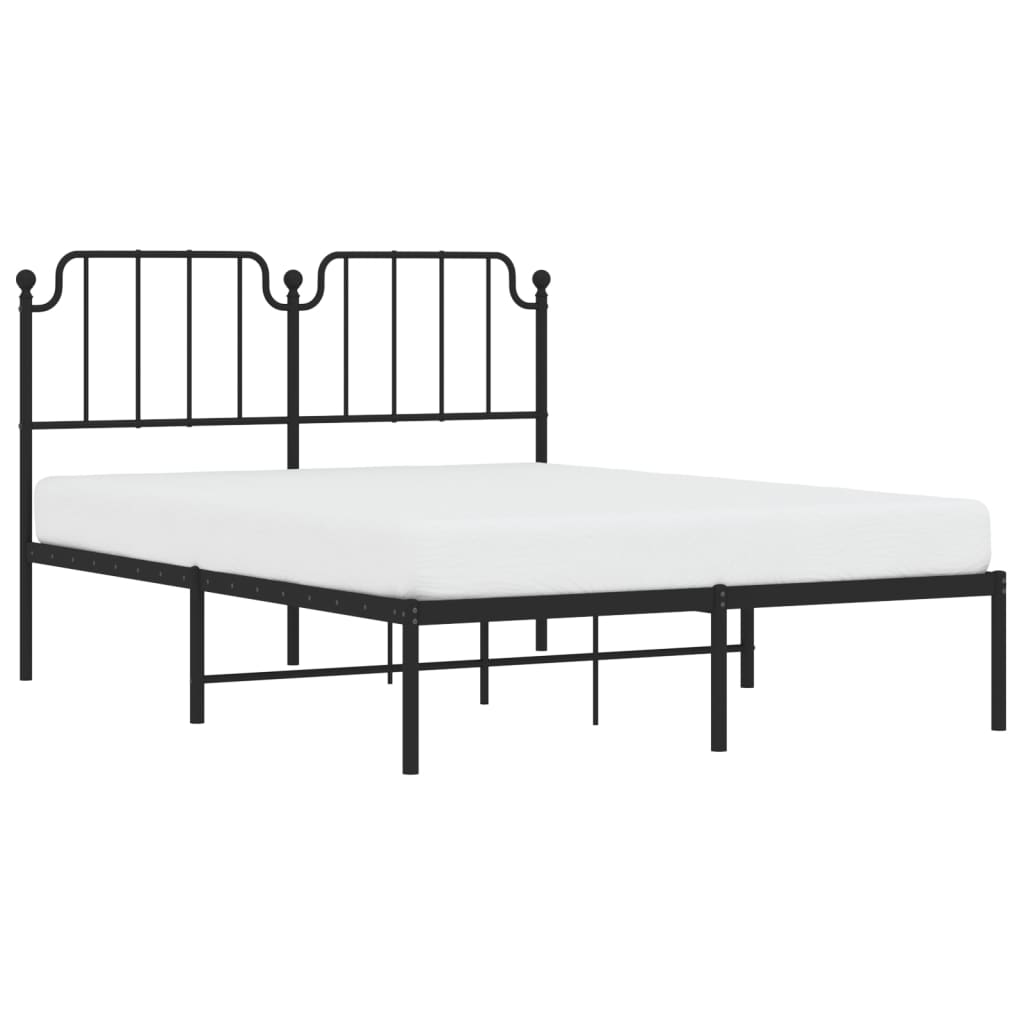 Metal Bed Frame without Mattress with Headboard Black 59.1"x78.7"