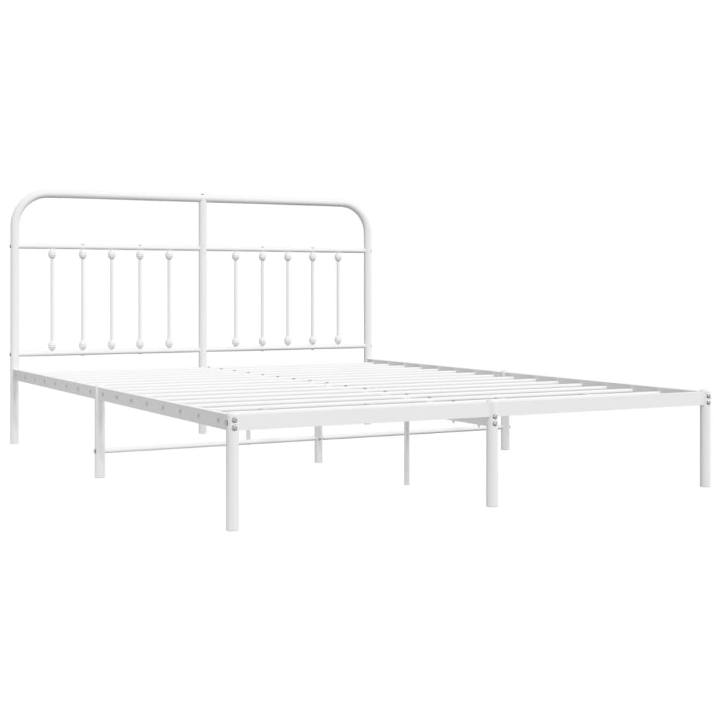 Metal Bed Frame without Mattress with Headboard White 72"x83.9"