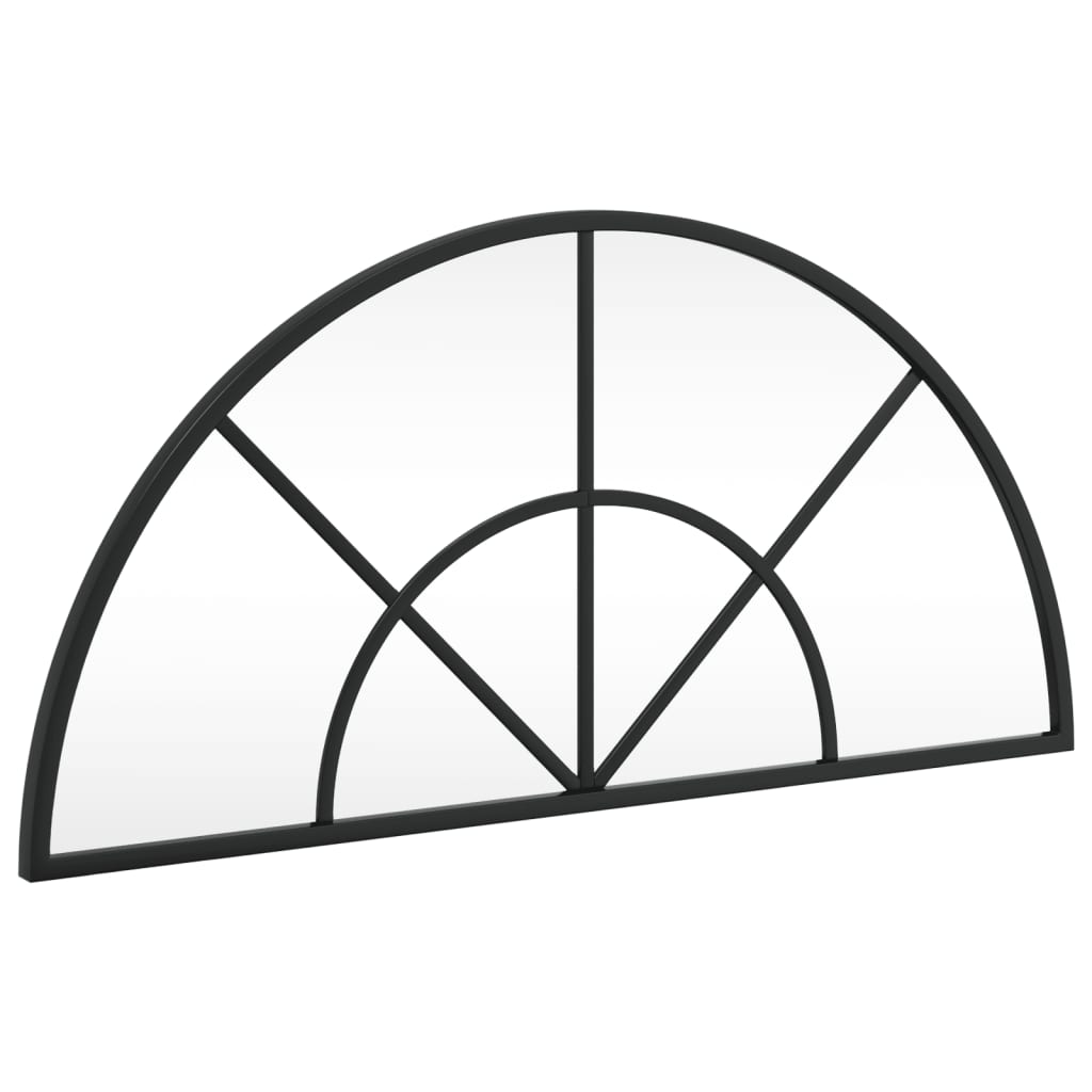 Wall Mirror Black 23.6"x11.8" Arch Iron