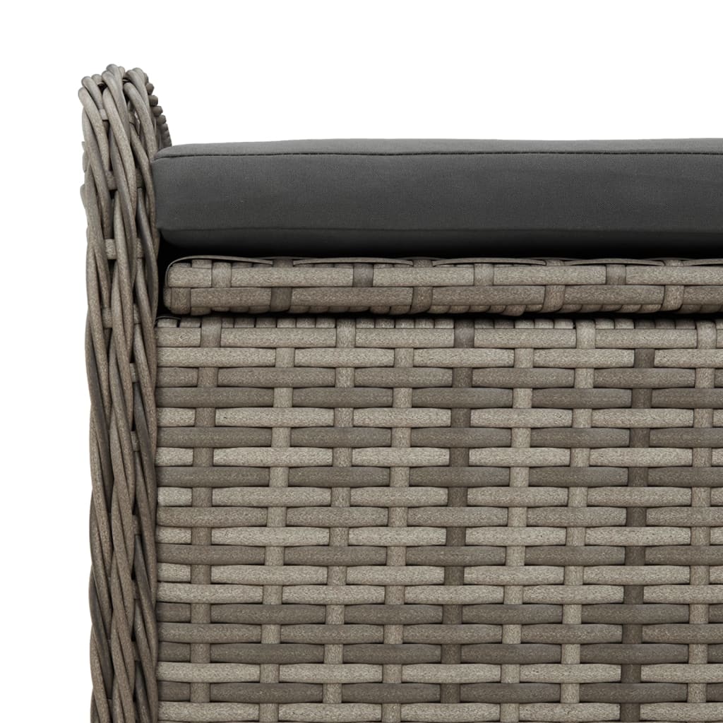 Storage Bench with Cushion Gray 31.5"x20.1"x20.5" Poly Rattan