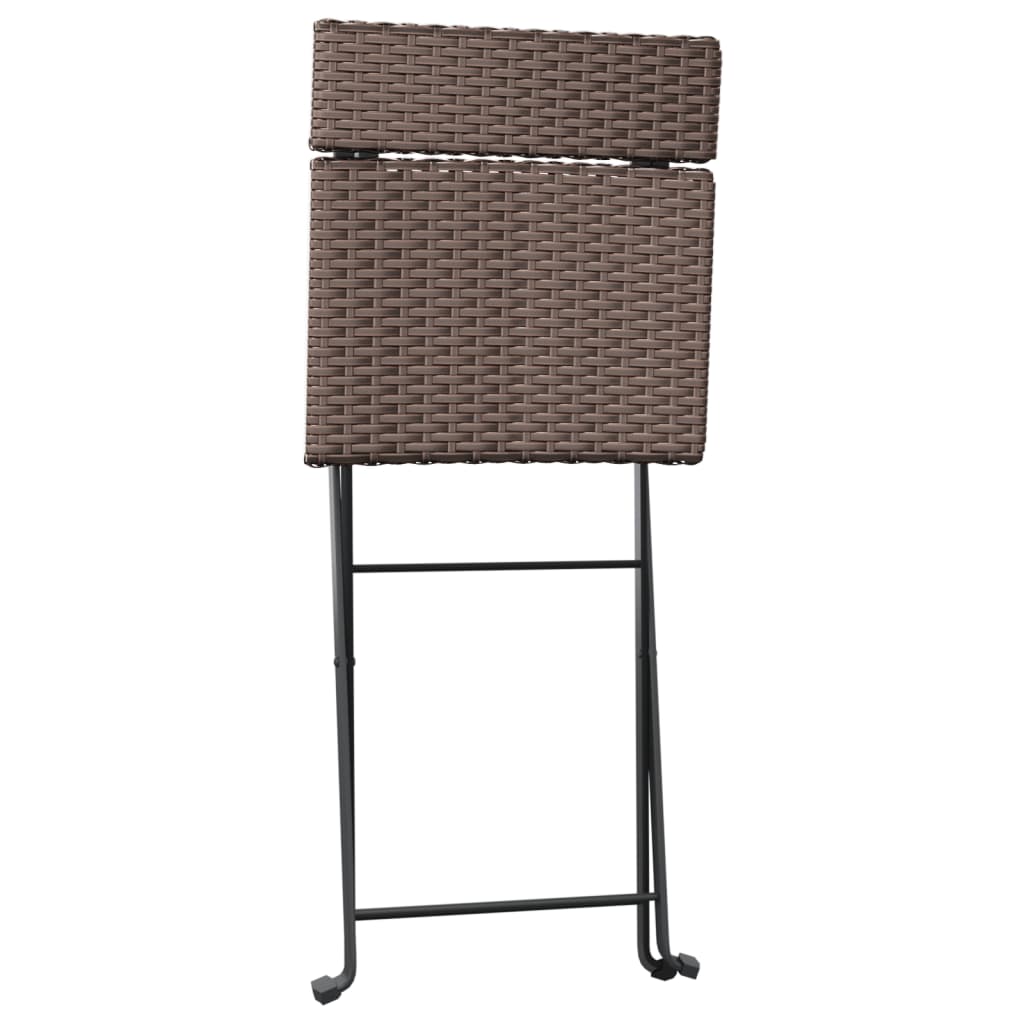 Folding Bistro Chairs 2 pcs Brown Poly Rattan and Steel