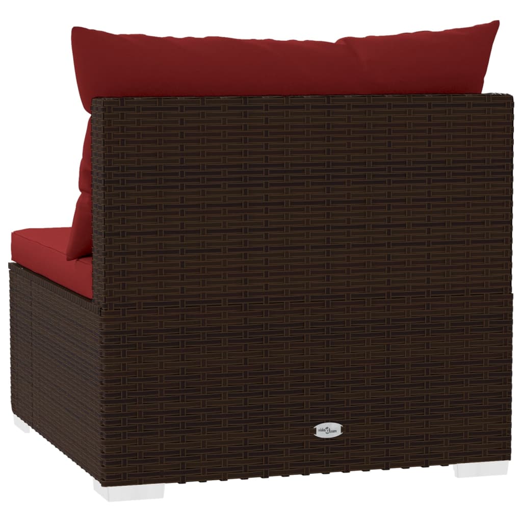 4 Seater Sofa with Cushions Brown Poly Rattan