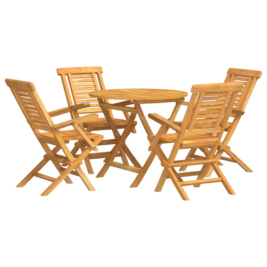 5 Piece Patio Dining Set Solid Wood Teak