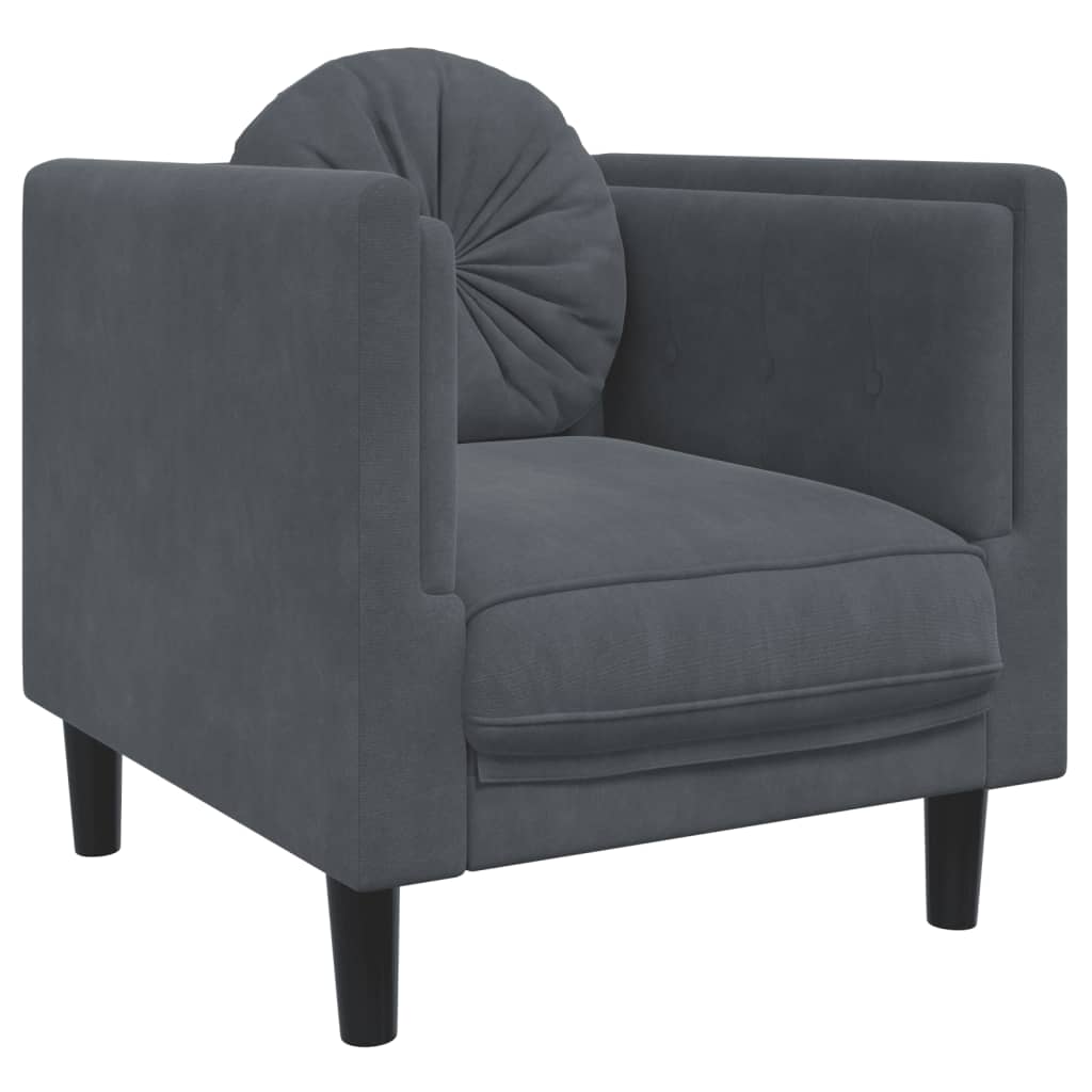 Sofa Chair with Cushion Dark Gray Velvet