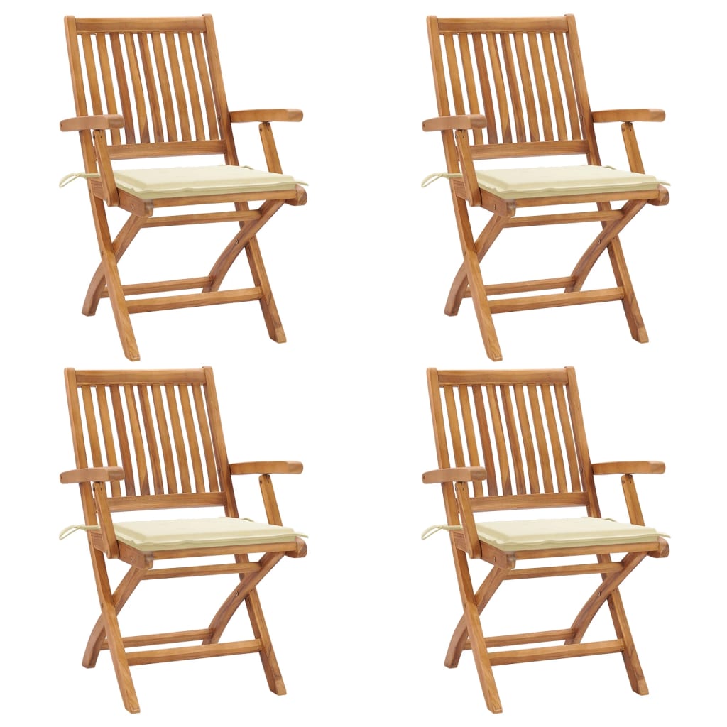 Folding Patio Chairs with Cushions 6 pcs Solid Teak Wood