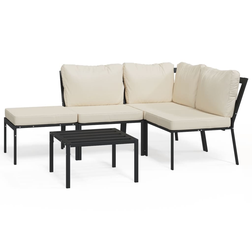 5 Piece Patio Lounge Set with Sand Cushions Steel