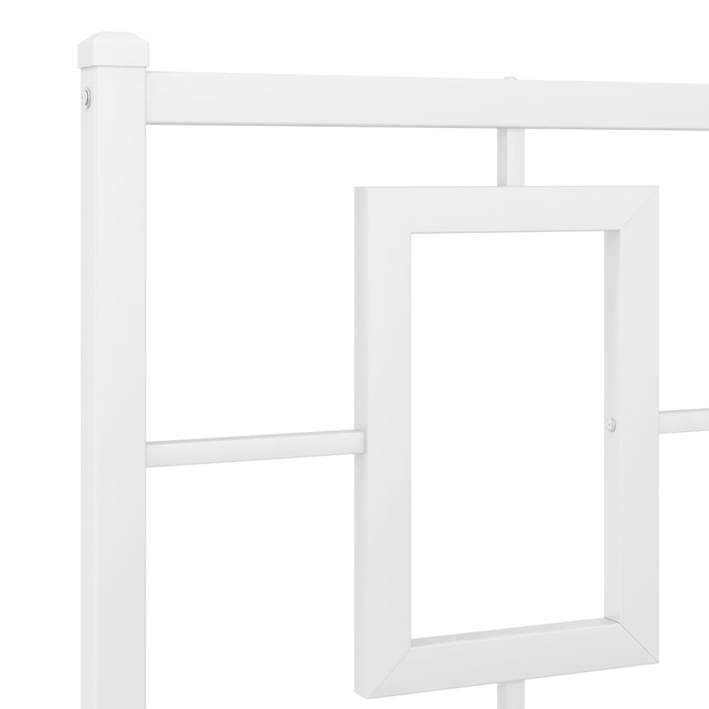 Metal Bed Frame without Mattress with Headboard White 59.1"x78.7"