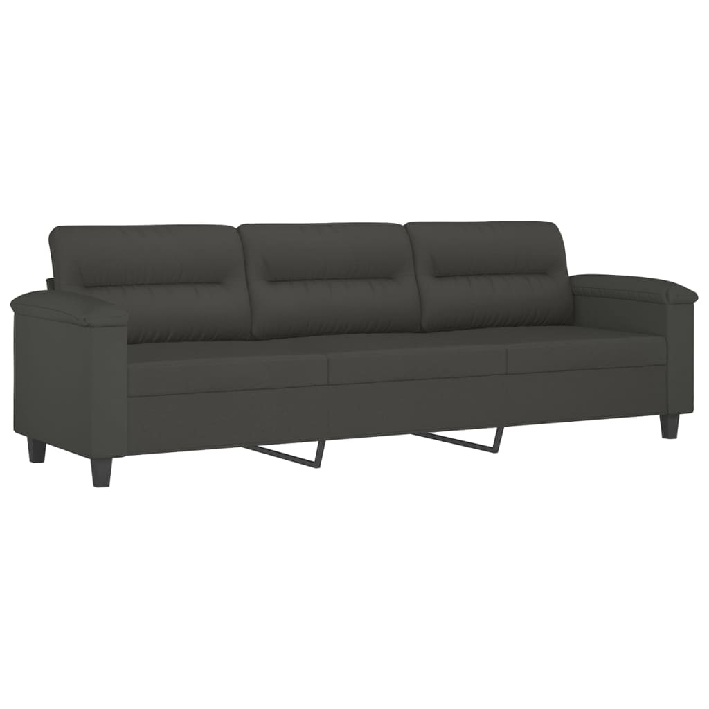 3-Seater Sofa Dark Gray 82.7" Microfiber Fabric