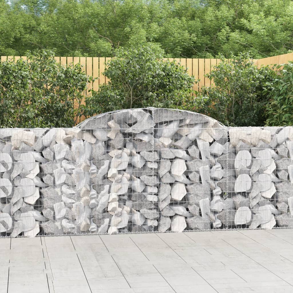 Arched Gabion Baskets 3 pcs 118.1"x11.8"x39.4"/47.2" Galvanized Iron