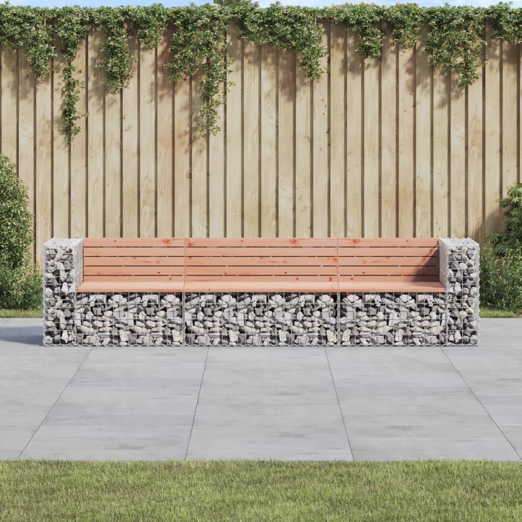 Patio Bench Gabion Design 113"x28"x25.8" Solid Wood Pine