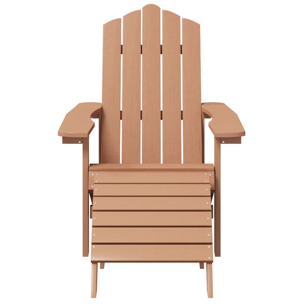 Patio Adirondack Chair with Footstool & Table HDPE Brown