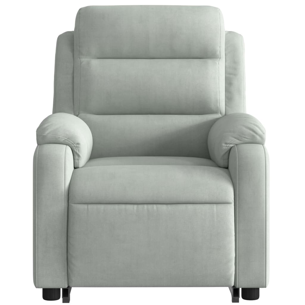 Stand up Massage Recliner Chair Light Gray Velvet