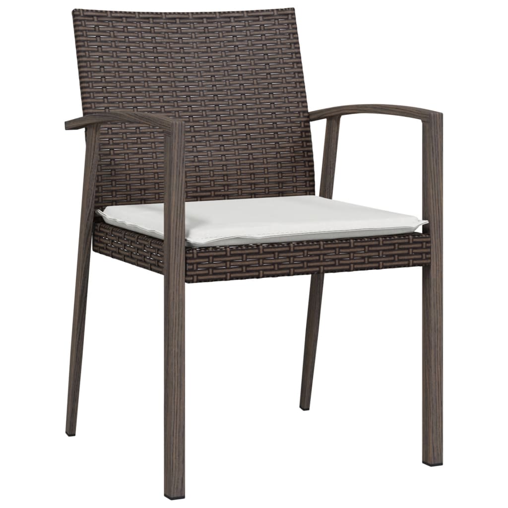 Patio Chairs with Cushions 4 pcs Brown 22.2"x22.4"x32.7" Poly Rattan