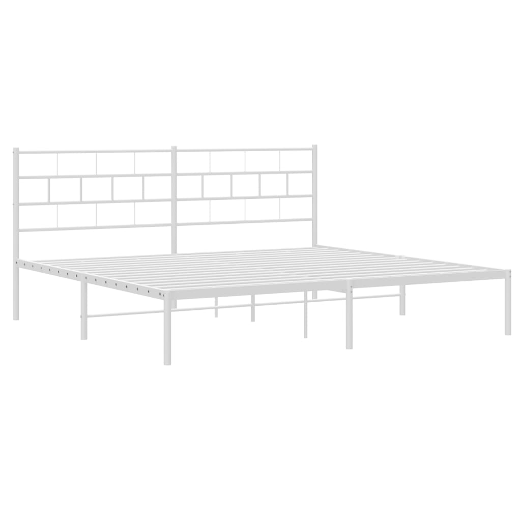 Metal Bed Frame without Mattress with Headboard White 76"x79.9"