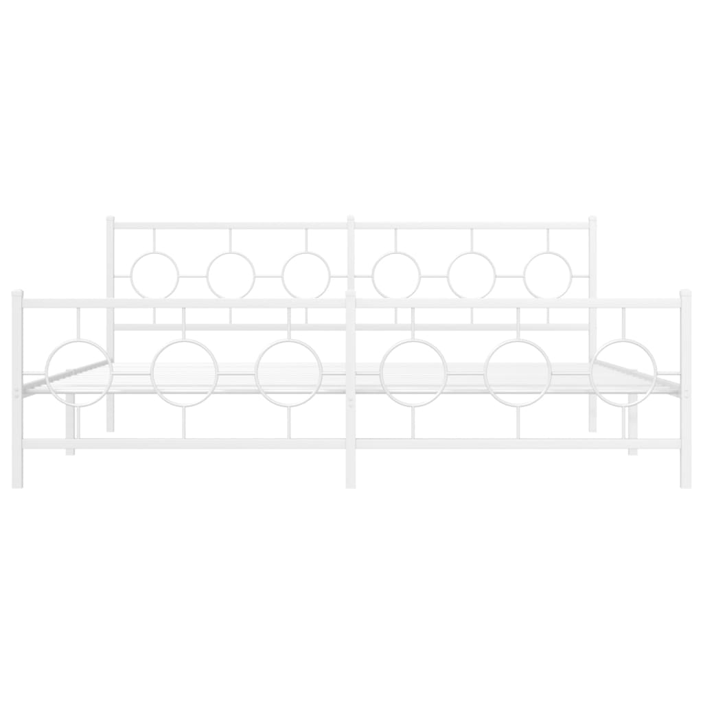 Metal Bed Frame without Mattress with Footboard White 76"x79.9"