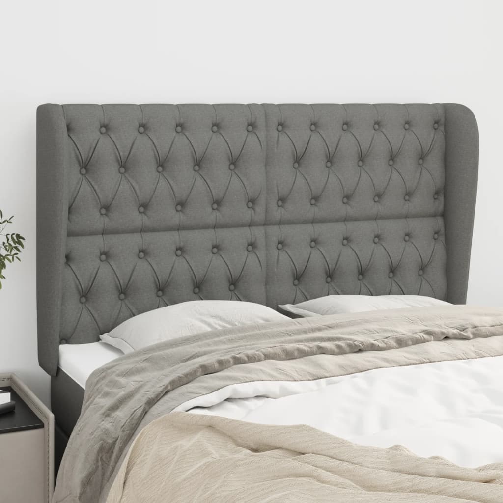 Headboard with Ears Light Gray 79.9"x9.1"x30.7"/34.6" Fabric