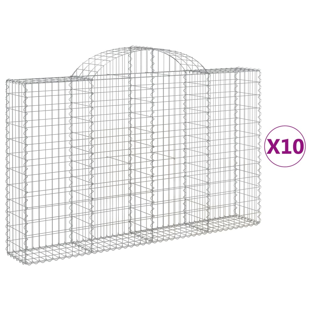 Arched Gabion Baskets 10 pcs 78.7"x11.8"x47.2"/55.1" Galvanized Iron