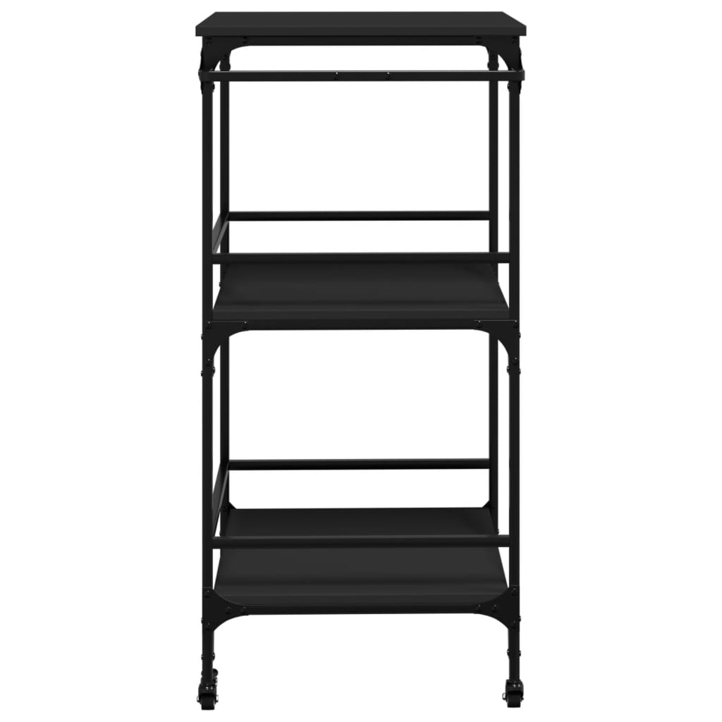 Kitchen Trolley Black 23.8"x19.7"x41.3" Engineered Wood