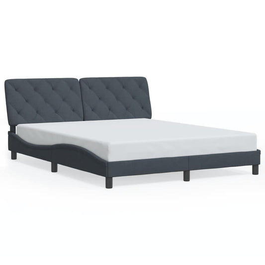 Bed Frame without Mattress Dark Gray 59.8"x79.9" Velvet