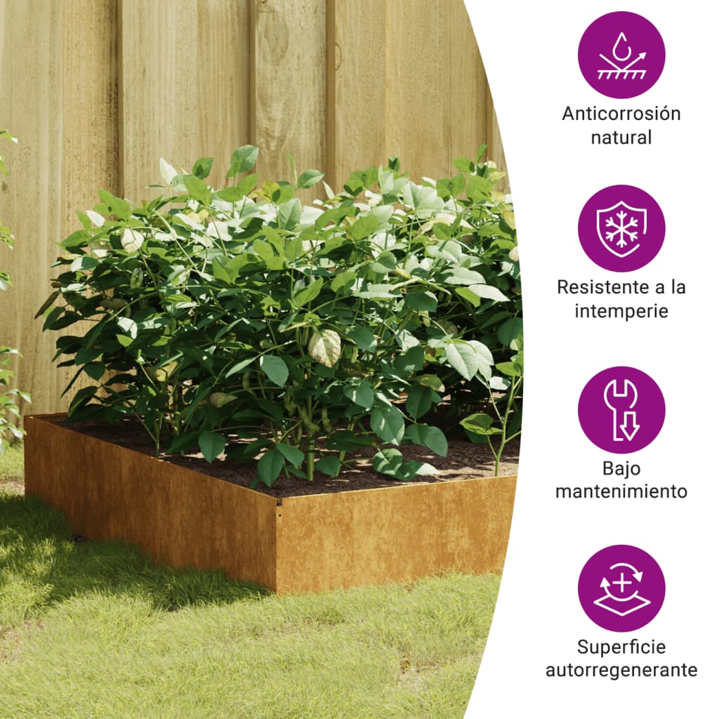 Garden Raised Bed 39.4"x39.4"x13.2" Corten Steel