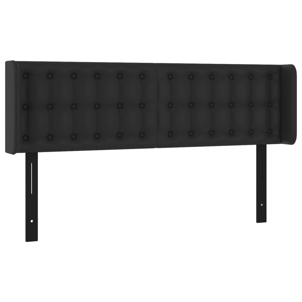 Headboard with Ears Black 57.9"x6.3"x30.7"/34.6" Faux Leather