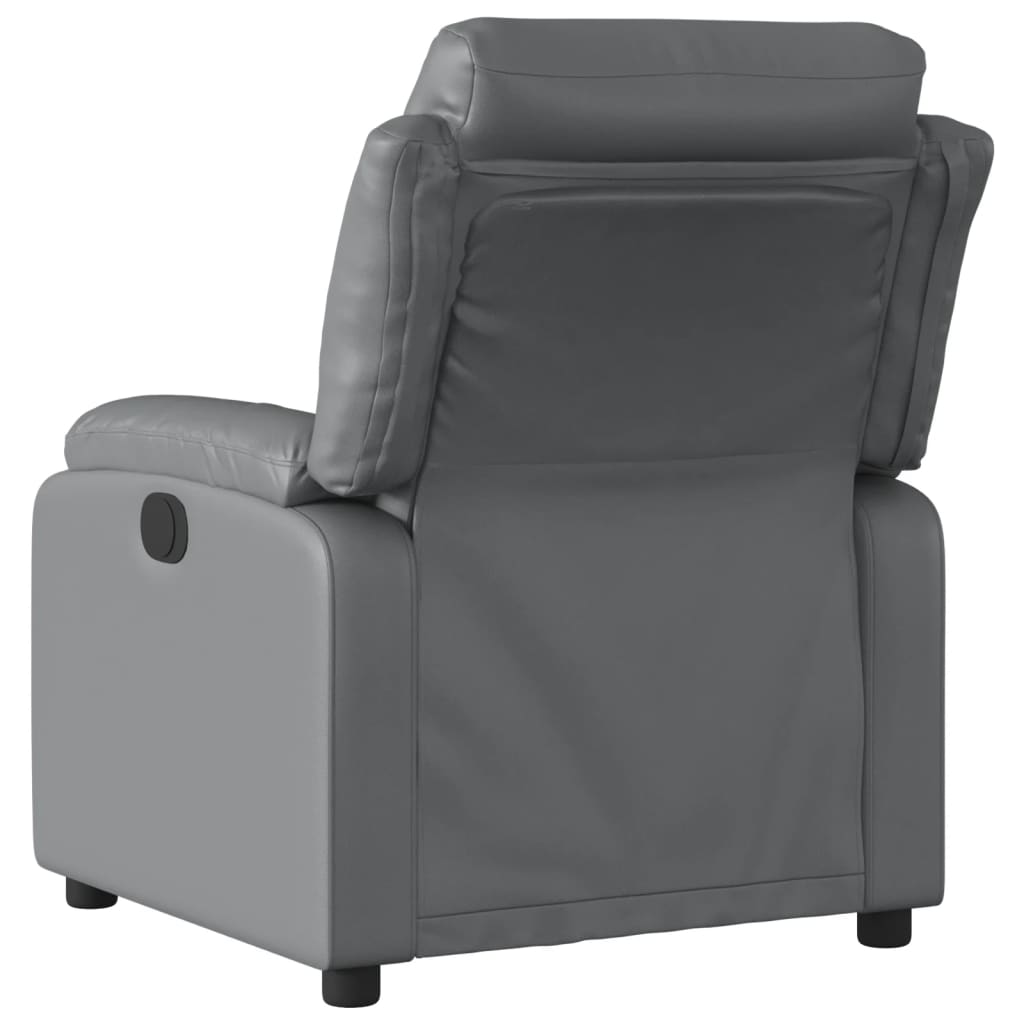 Electric Massage Recliner Chair Gray Faux Leather