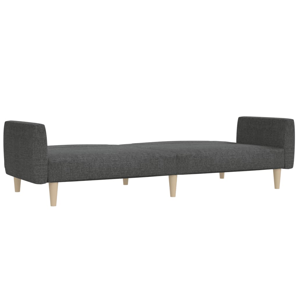 2-Seater Sofa Bed Dark Gray Fabric