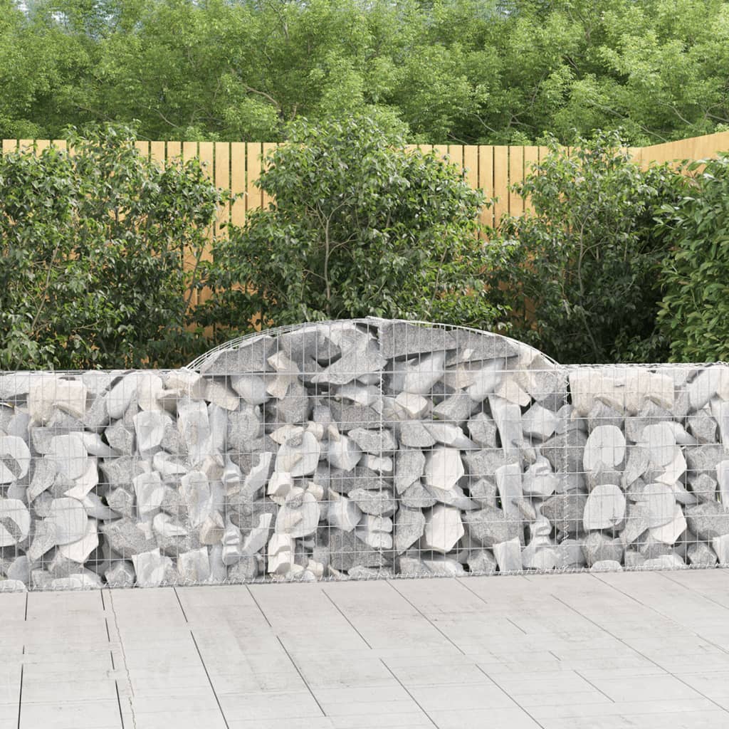 Arched Gabion Baskets 4 pcs 118.1"x11.8"x31.5"/39.4" Galvanized Iron