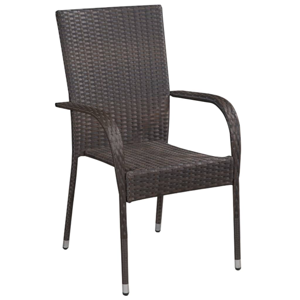 5 Piece Patio Dining Set Brown Poly Rattan