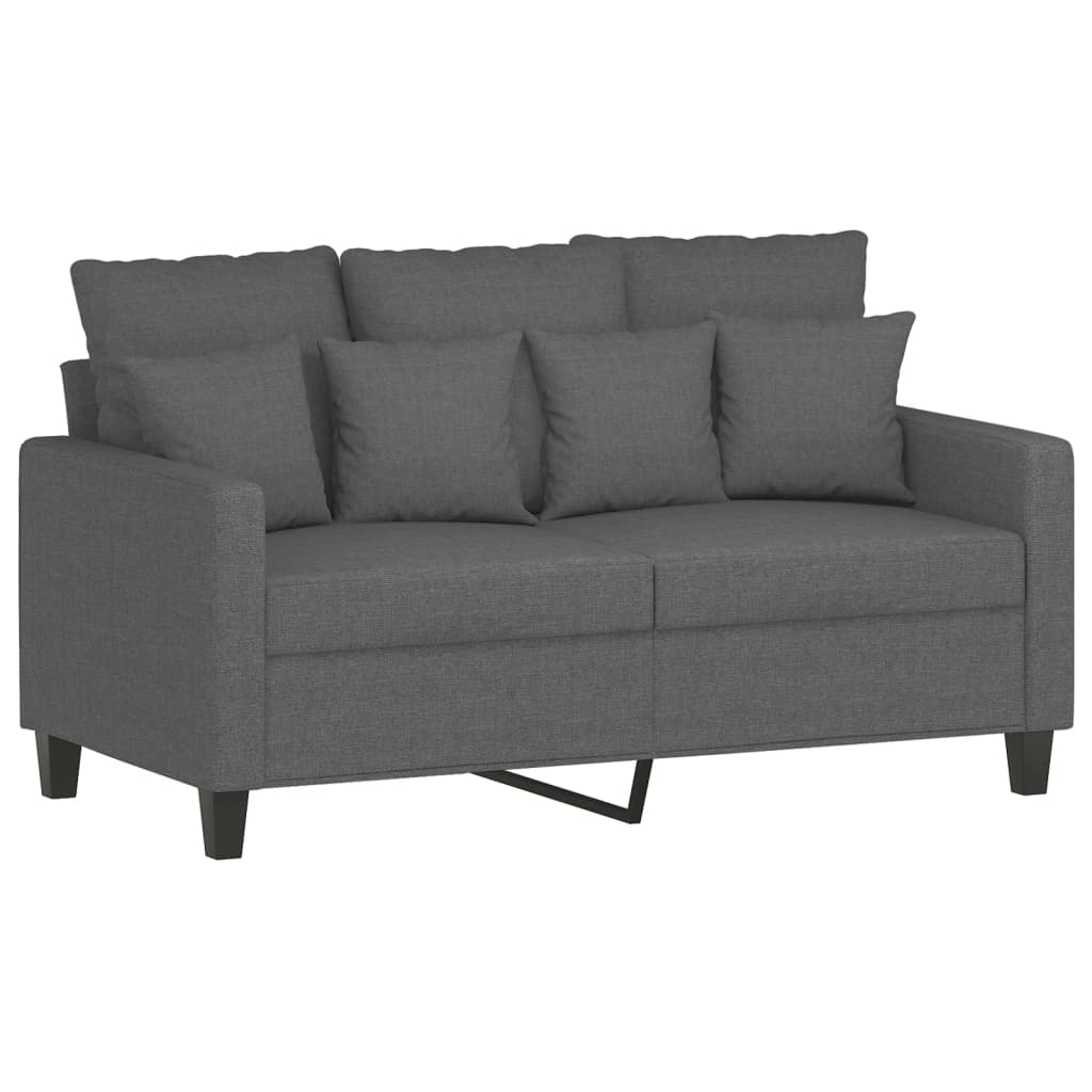 4 Piece Sofa Set with Pillows Dark Gray Fabric