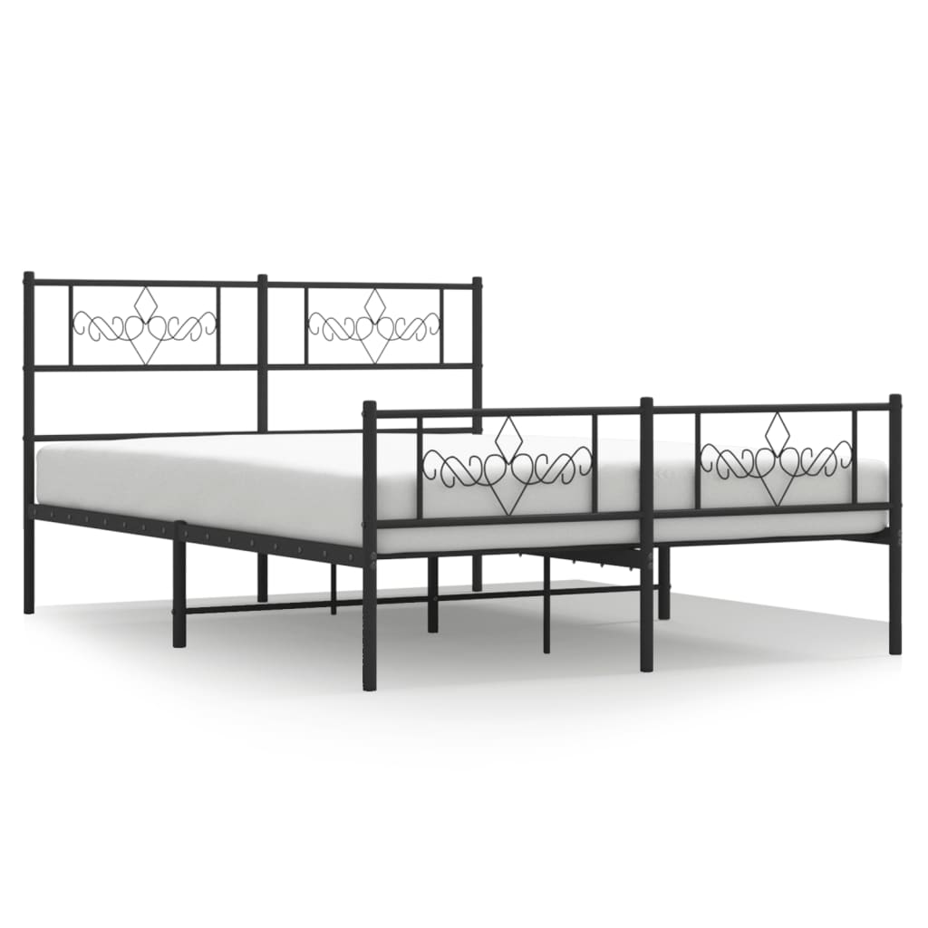 Metal Bed Frame without Mattress with Footboard Black 53.1"x74.8"