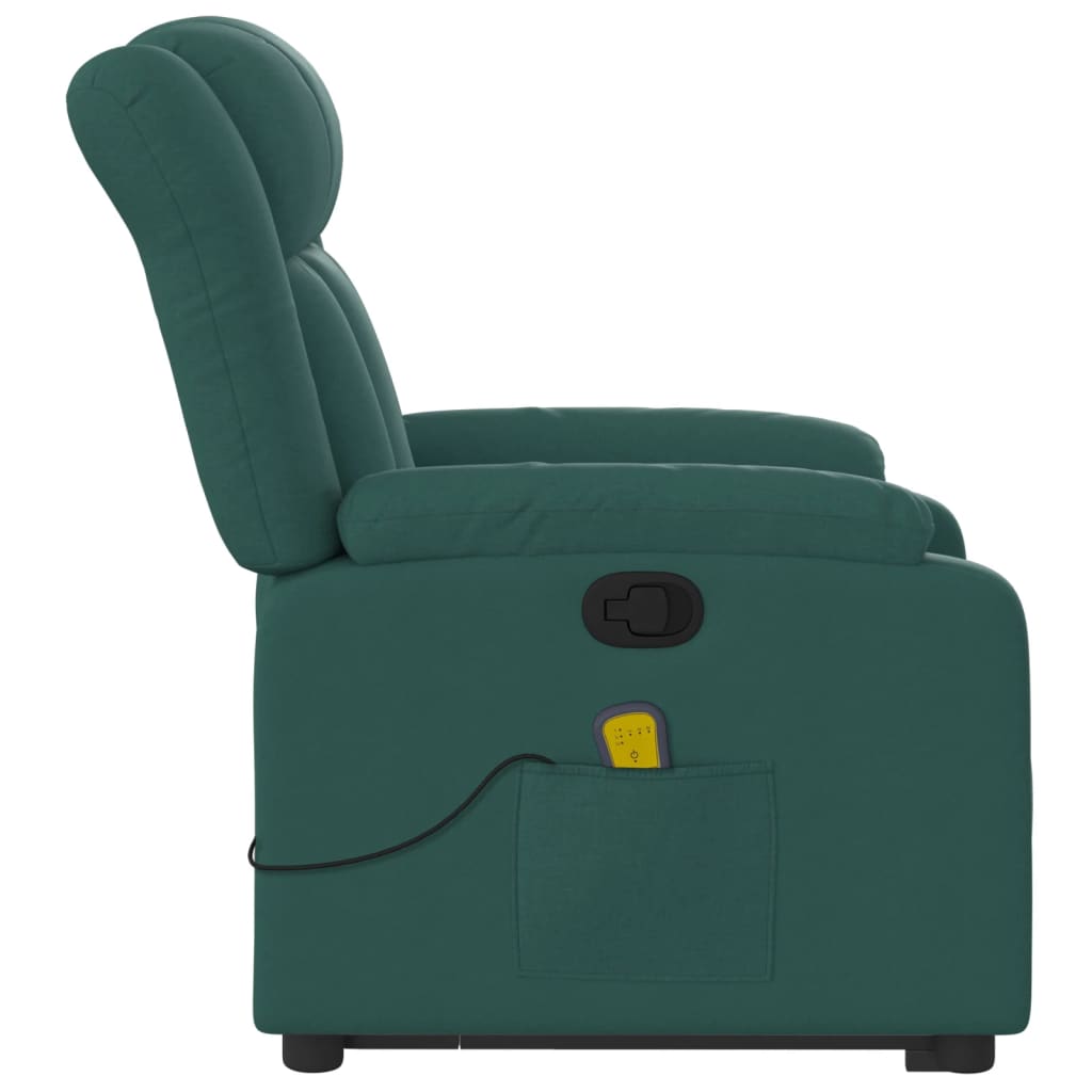 Stand up Massage Recliner Chair Dark Green Fabric