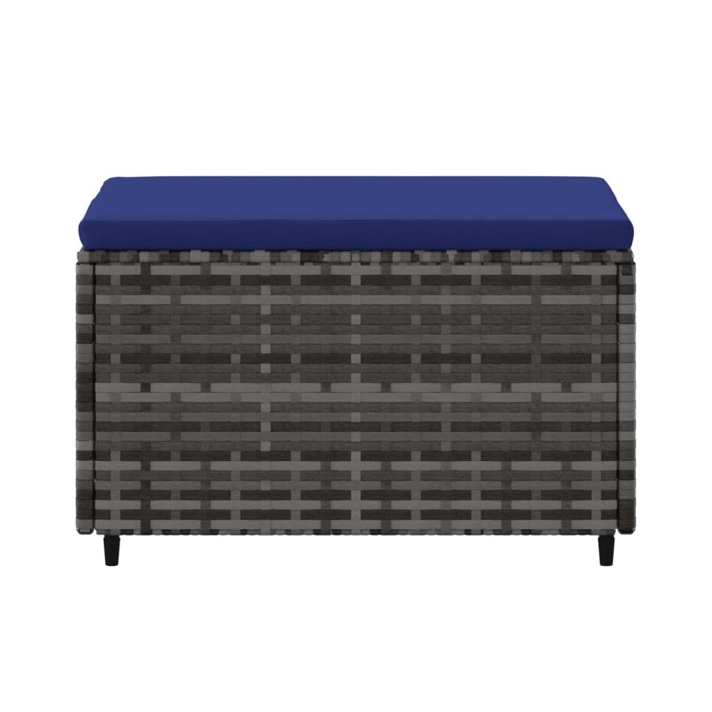 Patio Footrest with Cushion Gray Poly Rattan